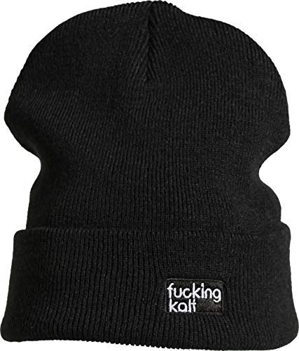 (A) Strickmütze: Fucking Kalt - Wollmütze Winter-Mütze - FCK - Herren Damen Jungen Mädchen Kinder - Ski Snowboard Mütze - Streetwear Urban Geschenk (One Size)