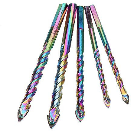 TuToy 6-12Mm bunte dreieckige Keramikfliesen-Bohrer 6/8/10 / 12Mm Glasbohrer-Werkzeug für Glas-Holzfliesen Marmor - 6Mm