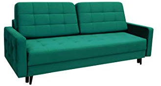 Sofa mit Schlaffunktion und Bettkasten, Couch für Wohnzimmer, Schlafsofa Federkern Sofagarnitur Polstersofa Wohnlandschaft mit Bettfunktion - LESLO (Dunkelgrün)