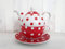 Arinosa Teekanne Punkte Rot Set mit Tasse Teeservice 3 teilig Tee for one
