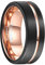Vakki 8mm Ringe Herren Schwarz Matt Ring Herren Wolframcarbid Schwarz mit Roségolde Rille Größe 58(18.5)
