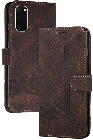mvced Handyhülle Kompatibel mit Samsung Galaxy Note 20,Premium Leder Flip Case Schutzhülle mit Standfunktion,Kaffee