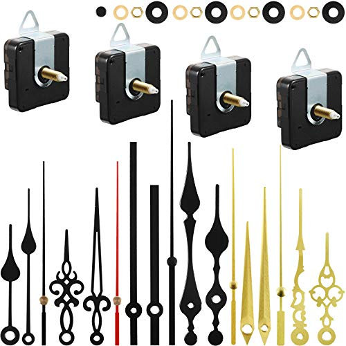 4 Stücke uhrwerk für wanduhr uhrwerk mit zeiger DIY Uhrwerk Mechanismus uhrwerke für wanduhr lautlos quarzuhrwerk mit zeiger mit 6 Uhrzeiger Sets zum Reparatur Ersatzteilen (22 mm)