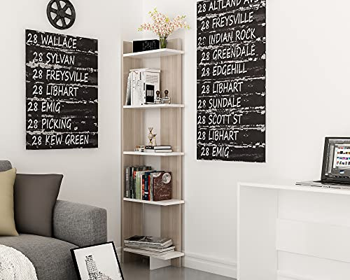 Modern Wall-Mounted Bookshelf, Cordoba & White, 45 x 170 x 22 cm | 100% Melamine Coated Particle Board, 18 mm Thick | Stylish Storage Solution for Home & Office