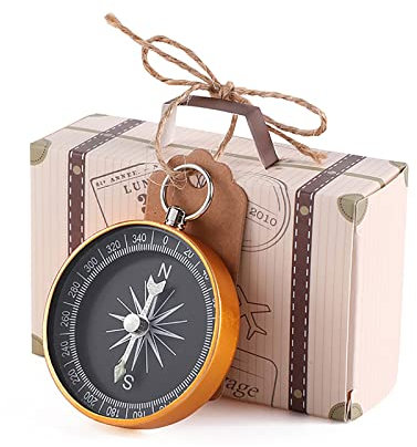 Ruiqas Hochzeitsgeschenk-Box mit Papieranhänger und Kompass Vintage-Stil für Geburtstagsparty Babyparty, Hochzeit