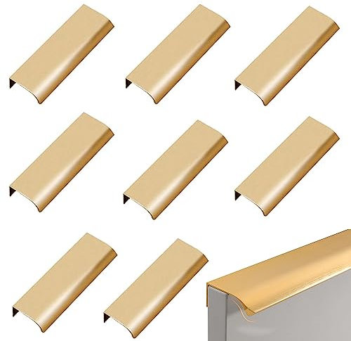 LEZED Armario de Aleación de Aluminio Moderno Armario Tirador de puerta Tiradores para muebles Tiradores cocina Tirador de la manija del Gabinete Tire del Armario Manijas Ocultas 8Piezas (80mm,Dorado)