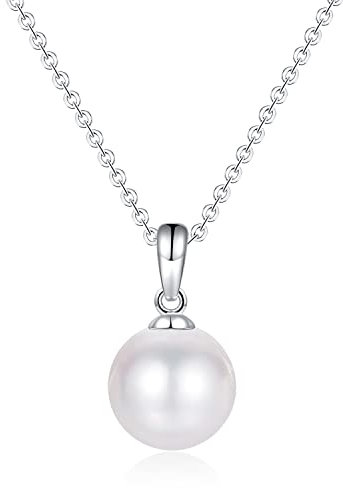 LUCKMORA Perlenkette Damen Sterling Silber 925 Süßwasserperlen Runde Echt Perle Choker Halskette Süßwasser-Zuchtperlen Halsband Ketten Raffinierte Größenverstellung (G-8.5mm)