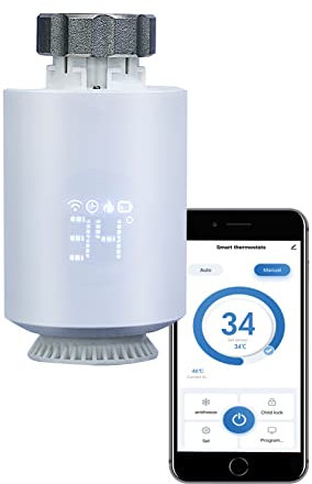 Qiumi Zigbee Thermostat-Heizkörperventil, Temperaturheizung, intelligentes programmierbares Thermostat, TRV, Alexa, Sprachsteuerung, Steckertyp ist M30 x 1,5