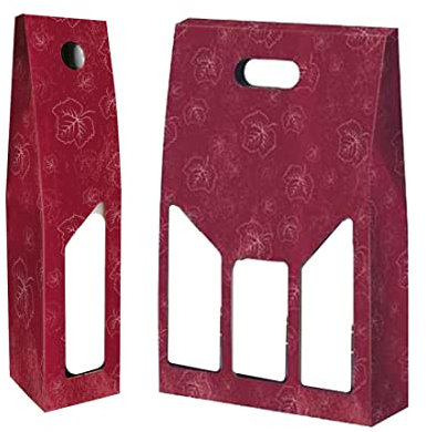 MAQA 1 pz Scatola cartone porta bottiglie, sacchetti porta bottiglie confezione regalo per 1-3 bottiglie grafica foglie 3 Bottiglie