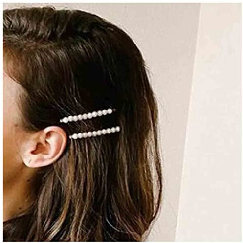 Inilbran Pince à cheveux de mariage perle vintage Barrette à cheveux perle argentée Pince à cheveux perle française Épingle à cheveux décorative Épingles à cheveux Perle Tête Clip 2 pièces