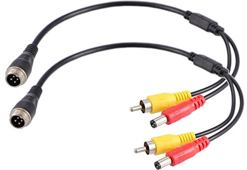 X AUTOHAUX 2pcs Car Camera Adapter M12 4-Pin Male to RCA AV DC Male