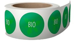 500 x BIO Lebensmittel Kennzeichnung Aufkleber, 38 mm, Rund Produktaufkleber BIO Lifestyle Sticker, Selbstklebende Etiketten, Sticker auf Rolle