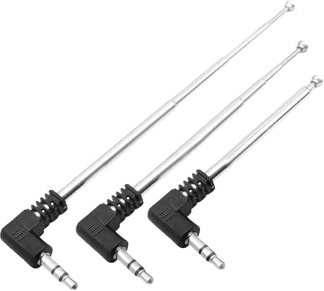 Fohevers 3 Packs 4 Sections Telescopic 3.5mm AM FM Telescoping Antenna with Male Jack Plug Connector 9.6-inch Length for TV Cell Phone Indoor Radio Receiver Audio Bluetooth Home Theater Receiver