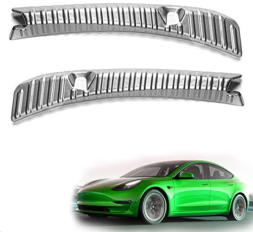Shop4EV Schutzblenden Set für Tesla Model 3 (vor 10/23) – Kratzschutz, Ladekantenschutz, einfache Montage. Hochwertige Optik und rostfrei. Abdeckung für vorhandene Schäden (Silber)