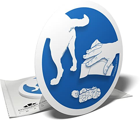Pegatina obligación de recoger cacas y excrementos de perro, prohibido dejar los excrementos – 10 pegatinas redondas – 9,5 cm