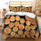 huitutu Bettwäsche Set 135x200cm Zylinder Holz Muster 2 teiliges Komfortabler Mikrofaser Bettbezug Braun Knitterfrei mit Reißverschluss Bettwäsche und 1 Kissenbezug 80x80cm
