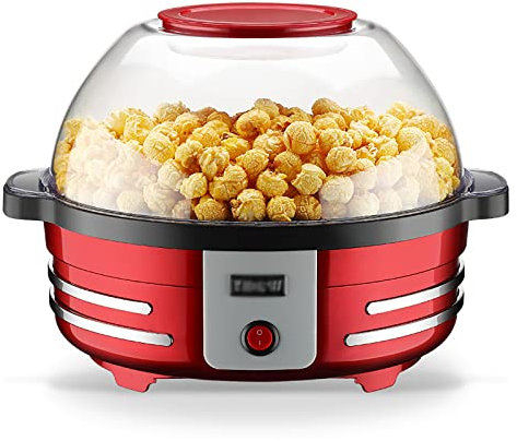 THREMA Palomitero, 850W Palomitero Y Barbacoa Máquina Multifuncional con Placa Antiadherente Y Varilla Agitadora, 5L Gran Capacidad Y No Necesita Aceite, para Hacer Snack Saludable Y Delicioso
