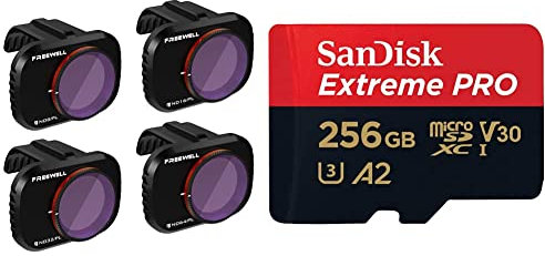 Freewell Bright Day - 4K Series - 4Pack Filters & SanDisk Extreme PRO microSDXC UHS-I Speicherkarte 256 GB + Adapter & RescuePRO Deluxe Für Smartphones