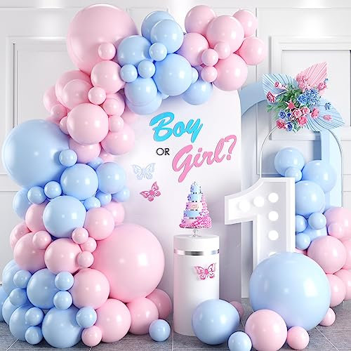 Ghirlanda di Palloncini Blu Rosa, 100 Pezzi, Blu e Rosa, per Feste di Genere Reveal Party, Palloncini in Lattice Macaron, per Matrimonio, Compleanno, Baby Shower, Anniversario, Fidanzamento