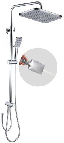 GAOZHI Regendusche ohne Armatur,Duschsäule ohne Armatur Rainshower Duschsystem Duscharmatur Regendusche Duschkopf mit Schlauch und Duschkopf 30x20cm Duschstange 90-120cm Duschsäule mit Handbrause