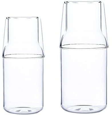 NLDGR Set di Caraffe per Acqua in Vetro con Bicchiere, Brocca in Vetro Brocca per Acqua in Vetro Grande Brocca per Bevande per Succhi di Frutta, Latte e Bevande Fredde o Calde(#1)