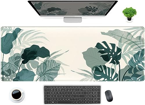 Extended Desk pad Gaming Mousepad Computer Laptop Keyboard Desk Accessories Women Decor Desk Protector Anime Leaves