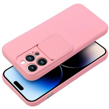 COFI 1453 SlideSoft Case Hülle mit Kameraschutz Bumper TPU Hülle Stoßfest Handyhülle kompatibel mit iPhone 15 Pro Pink