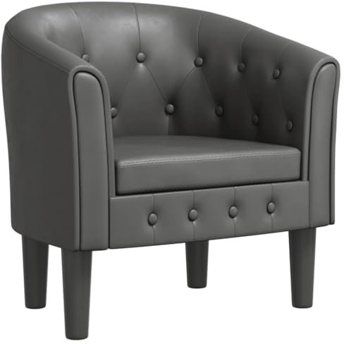 vidaXL Clubsessel, Sessel mit gepolstertem Sitz Armlehnen, Cocktailsessel mit Holzgestell, Loungesessel Relaxsessel Polstersessel, Grau Kunstleder