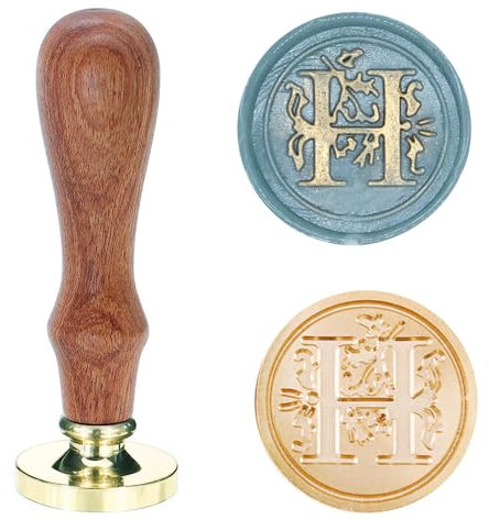 Poemluve Siegelstempel mit Buchstaben A-Z 25mm Vintage Wachs Siegel Stempel Set mit Holzgriff für Geschenke, Verpackung, Grußkarten, Einladungen, DIY (Buchstabe H)