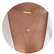 FUNEIA Collier Femme Or Multirang 14K Plaqué Or Femme Sautoir Colliers Long Fantaisie Boheme Cordon Collier pour Pendentif Croix et Rond Perle Chaine Idee Cadeau Anniversaire Bijoux Enfant Ado Fille