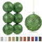 Oairse 10cm Large Christmas Balls 6 Pcs Shatterproof Big Green Baubles for Tree - Glitter Xmas Halloween Wedding Party Decoration