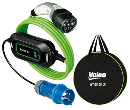 Valeo Ineez, 652122, Cargador portátil para vehículos eléctricos o híbridos enchufables con Bolsa de Transporte, Enchufe para Autocaravana (CEE Blue) a Tipo 2, 7,4 kW, 7,5 Metros