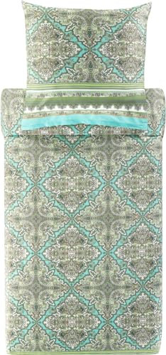 Bassetti MARECHIARO Bettwäsche + 1 Kissenhülle aus 100% Baumwollsatin in der Farbe Pistaziengrün V1, Maße: 135x200 + 1 K 80x80 cm - 9327377