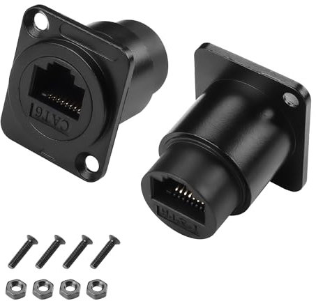 YACSEJAO 2Pack RJ45 CAT6 Panel Mount Socket D-Typ RJ45 Koppler Weiblich zu Weiblich LAN Netzwerk Bulkhead Pass durch Sockel