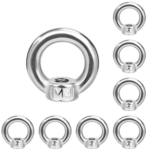 QIMEI-SHOP Tuerca de Anilla M4 Tuercas de Anillo de Acero Inoxidable 304 Anillos Ojales de Elevación para Accesorios de Elevación 8 Piezas