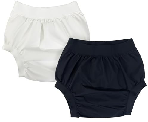 AQX Stoffwindelhüllen für Erwachsene, wiederverwendbar, wasserdicht, Unterwäsche für Inkontinenz, auslaufsicher, hohe Taille, Kunststoffhosen, Schwarzweiß, 2 Stück, XX-Large