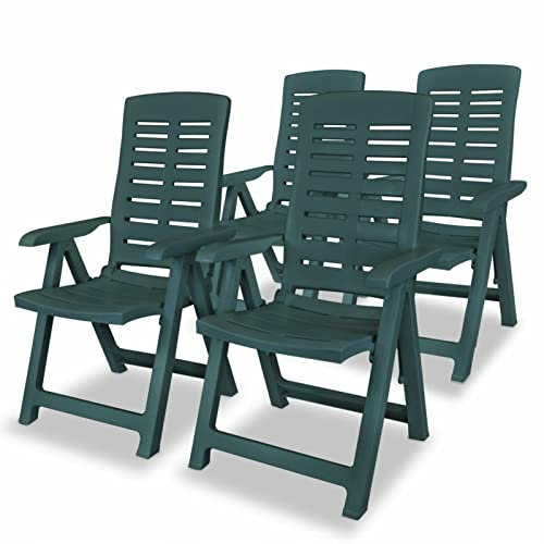 Rantry Gartenstühle, Liegestuhl, 4 Stück, Kunststoff, Grün, Gartenliege, Outdoor, Klappliege, Gartenliege
