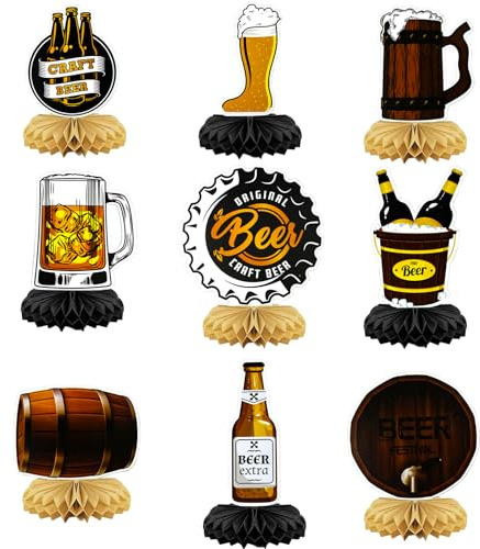 Fête de la Bière Décoration de Table en Nid D'abeille,Anniversaire Party Décorations Nid D'abeille,9 Pièces Des Centres de Table en Nid D'abeille pour Décoration Fête de la Bière, Décoration de Table