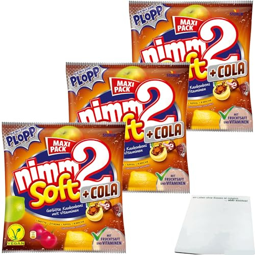 usy Bundle für Nimm2 Soft + Cola gefüllte Kaubonbons mit Vitaminen 3er Pack (3x345g Maxi Pack) + usy Block
