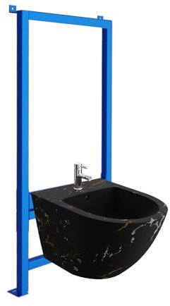LAVITA Vorwandelement für Bidet LAV 500 + Wand-Bidet Sofi Fire Komplettset | Wand-Hänge Bidet mit Hahnloch und Überlaufschutz aus Keramik | WC Toilette | Hygienisch und Pflegeleicht | 36,5x49x32,5 cm