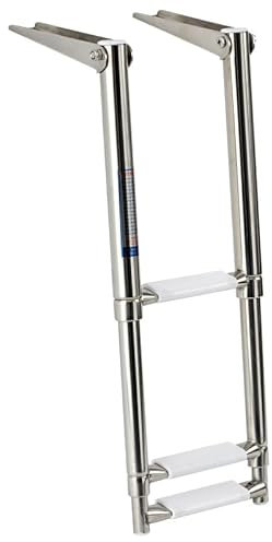 Scaletta Barca Telescopica Stretta 3 Gradini in Acciaio Inox per Plancetta