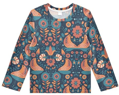 Rashguard Schwimmshirt für Jungen, langärmelig, schnelltrocknend, Camping-T-Shirt, LSF 50+, Schutz, Workout-Sweatshirt für Kleinkinder und Kinder, Mehrfarbig, 11-12 Jahre