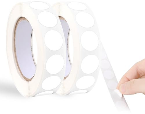 cobee Klebepunkte Aufkleber Rund zum Beschriften 13mm, 2000 Stück Runde Aufkleber Wasserfeste Kreisförmige Aufkleber Selbstklebend Rolle kleine Klebepunkte Etiketten für Büro Zuhause(2000 Stück Weiß)