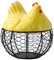 siduytin Craftsmanship Ceramic Hen Ornament For Organizing Eggs And Fruits Metal Chicken Shape Iron Basket Fruit Storage Basket, yellow