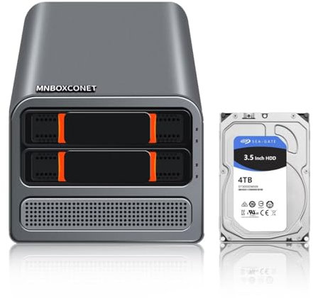 MNBOXCONET Mini PC Sever Nas Quad-Core N100 2 Bay,3-in-1 Micro PC Computer DDR5 8GB RAM 256GB NVMe SSD 4TB 3.5 HDD, SJR1 Dual 2.5GbE i226V LAN Soft Router, SPK/MIC, Hot Swapping HTPC
