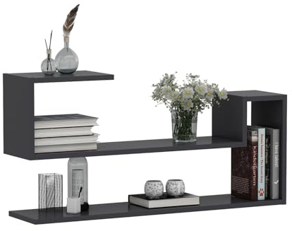 HOMIDEA WAVE Wandregal – Wandregal – Bücherregal – Hängeregal für Arbeitszimmer / Wohnzimmer in modernem Design (Anthrazit)
