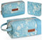 FUZVOL Trousse de Toilette, Lot de 3 Trousses de Maquillage en Toile, Trousse Toilette Femme Voyage, Imperméable Sac Cosmétique Organisateur de Voyage, Pattern 1