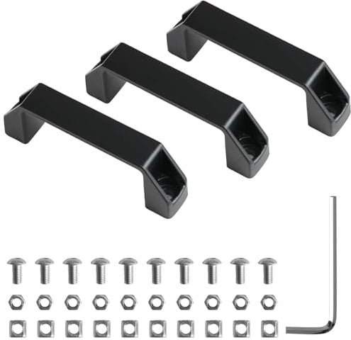 Bügelgriff Schwarz, Griff 2 Stück Handgriff für EU-Standard 20 Serie Aluprofil (Bohrlocherabstand: 90 mm) aus Aluminiumlegierung mit T-Mutter, Schrauben, Nuss, Unterlegscheibe und Schraubenschlüssel