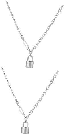 PACKOVE 2Pcs Collana Testa Di Blocco Collana A Catena Con Lucchetto Mens Choker Catena Mens Pendenti Catena Con Serratura Collana Lucchetto Collana Per Gli Uomini Pendente Per Gli Uomini