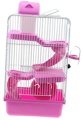 Yardwe Cage De Luxe pour Hamster Villa À 3 Niveaux 21 X 27 X 45 Cm Toboggan Plastique Robuste Et Sécurisé